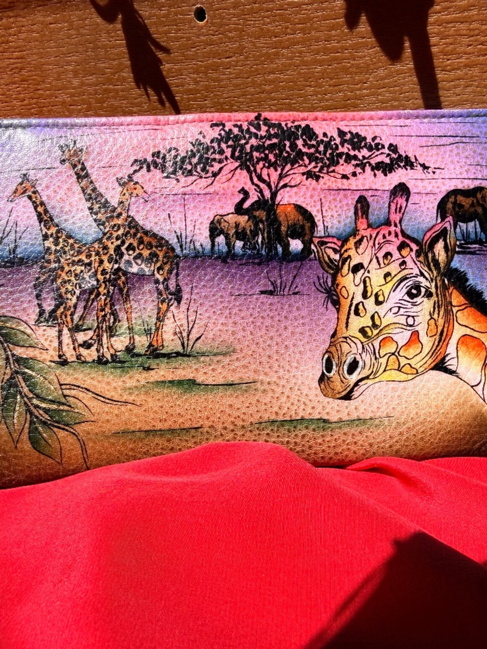 Anuschka Hand-Painted Leather Giraffe Wallet – Safari Collection